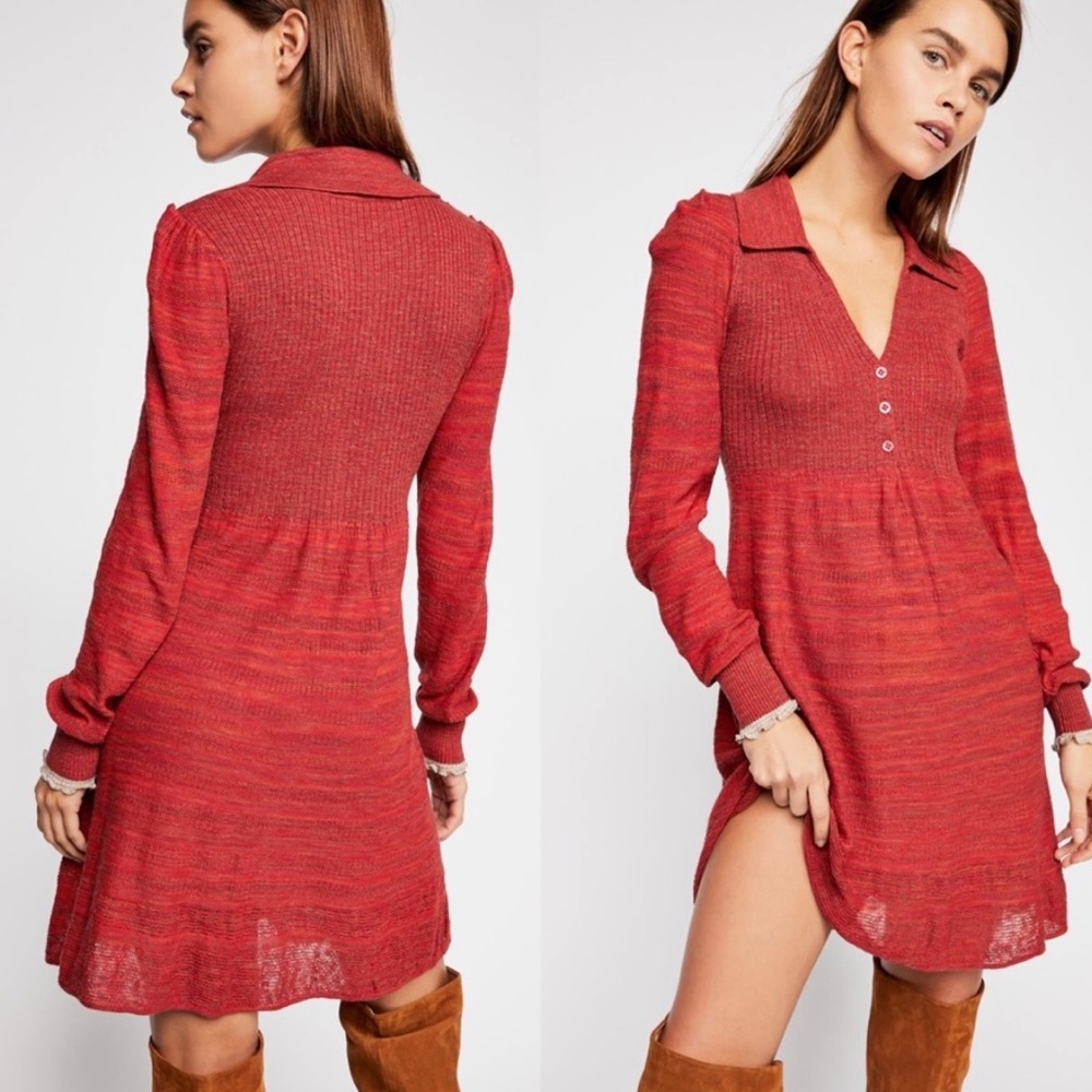 Free People Rain Or Shine Sweater Dress Sz Medium